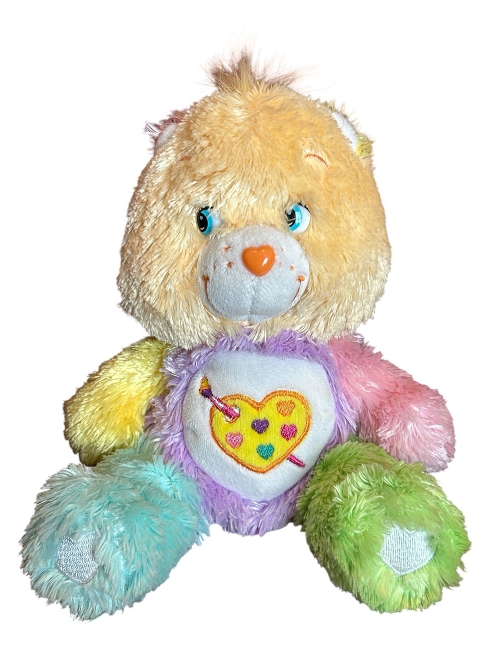 Vintage Y2K Care Bears Fluffy & Floppy Work of Heart Bear Plush 2005 8”